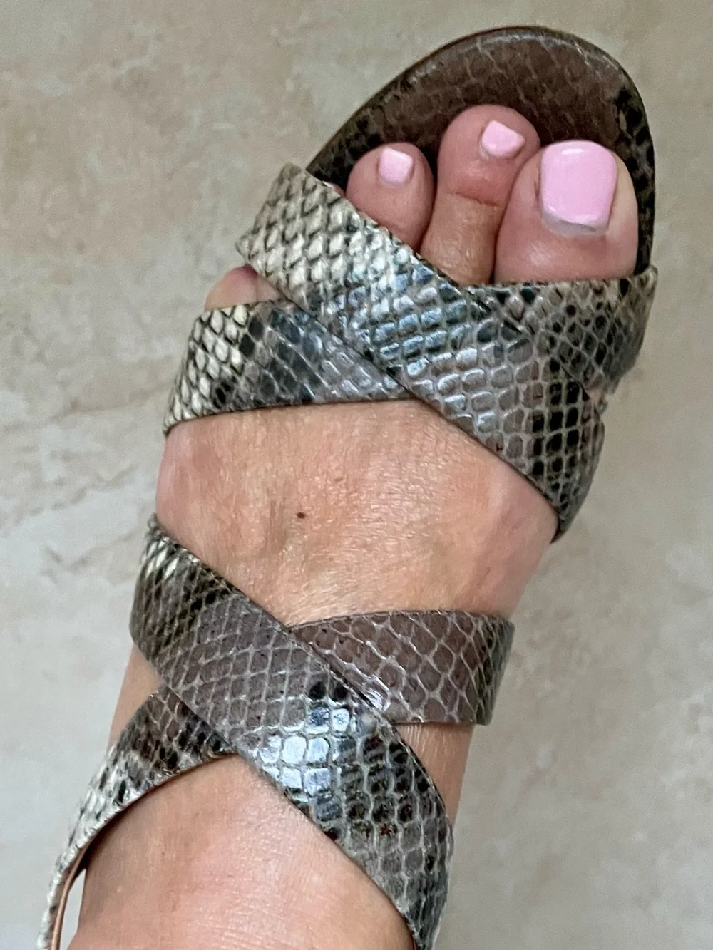 Salvatore Ferragamo Python Leather Cork Wedge Sandal Sz 6.5